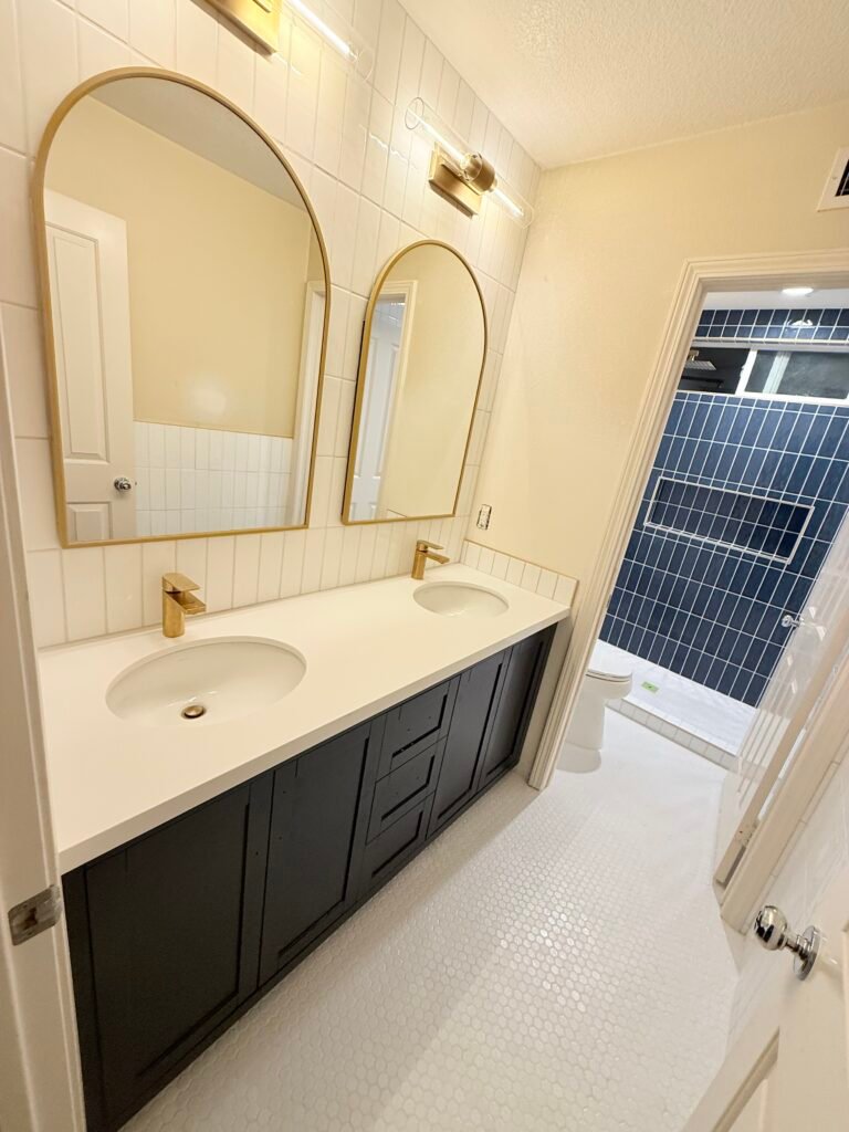 Bathroom hexagon tile floor installation
